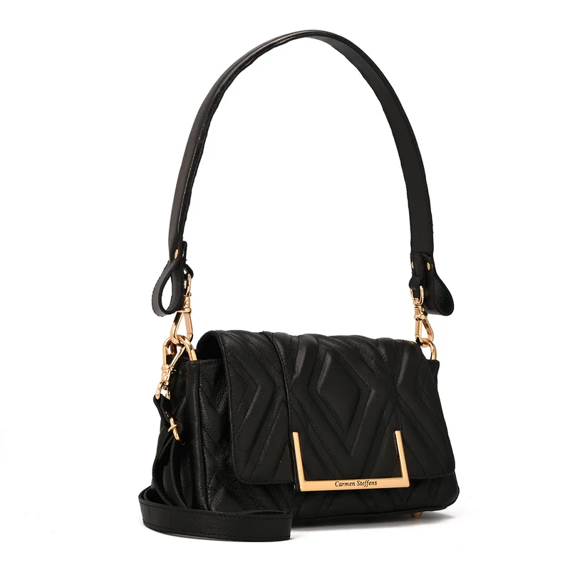 Carmen Steffens Quilted Black Leather Bag